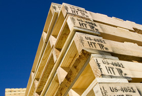 Pallets for international shipping with ISPM15 stamps